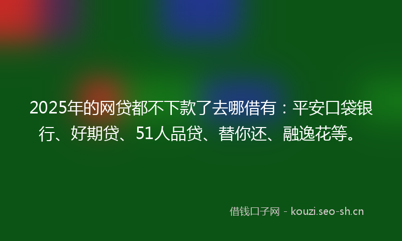 2025年的网贷都不下款了去哪借有：平安口袋银行、好期贷、51人品贷、替你还、融逸花等。