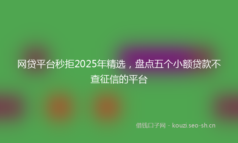 网贷平台秒拒2025年精选,盘点五个小额贷款不查征信的平台