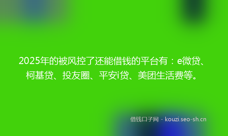 2025年的被风控了还能借钱的平台有：e微贷、柯基贷、投友圈、平安i贷、美团生活费等。