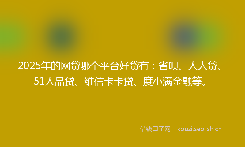 2025年的网贷哪个平台好贷有：省呗、人人贷、51人品贷、维信卡卡贷、度小满金融等。
