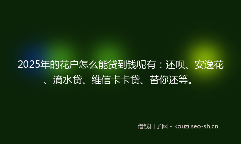 2025年的花户怎么能贷到钱呢有：还呗、安逸花、滴水贷、维信卡卡贷、替你还等。