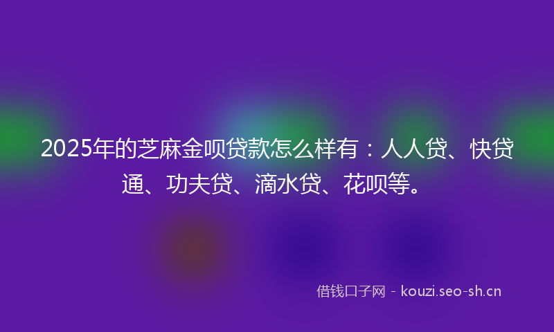 2025年的芝麻金呗贷款怎么样有：人人贷、快贷通、功夫贷、滴水贷、花呗等。