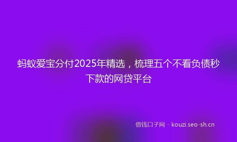 蚂蚁爱宝分付2025年精选，梳理五个不看负债秒下款的网贷平台