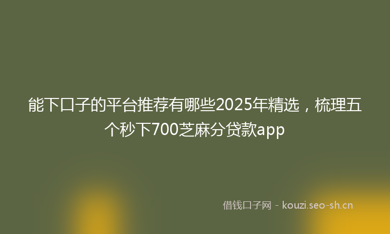 能下口子的平台推荐有哪些2025年精选，梳理五个秒下700芝麻分贷款app