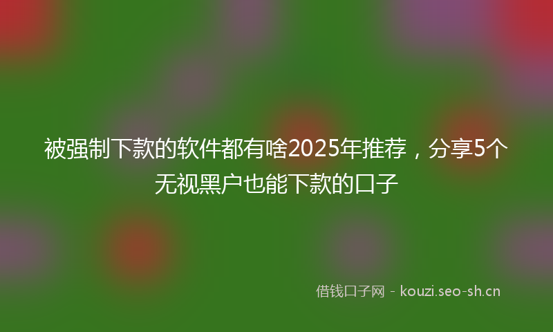 被强制下款的软件都有啥2025年推荐，分享5个无视黑户也能下款的口子