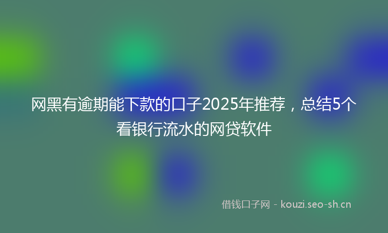 网黑有逾期能下款的口子2025年推荐，总结5个看银行流水的网贷软件