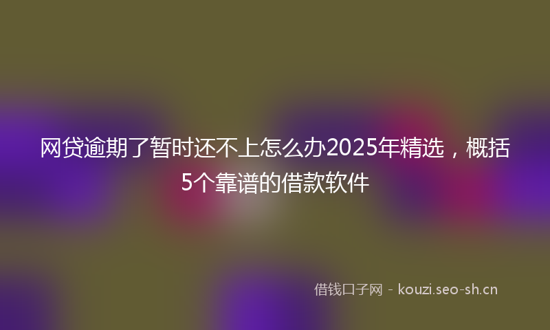 网贷逾期了暂时还不上怎么办2025年精选，概括5个靠谱的借款软件