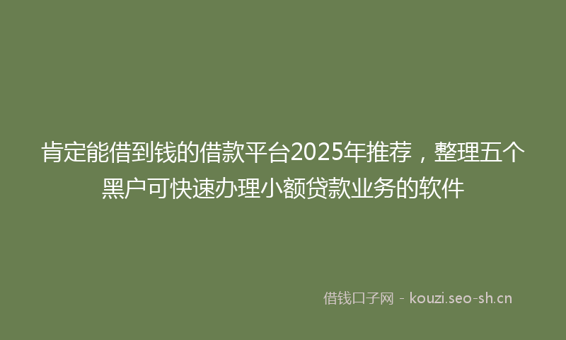 肯定能借到钱的借款平台2025年推荐，整理五个黑户可快速办理小额贷款业务的软件