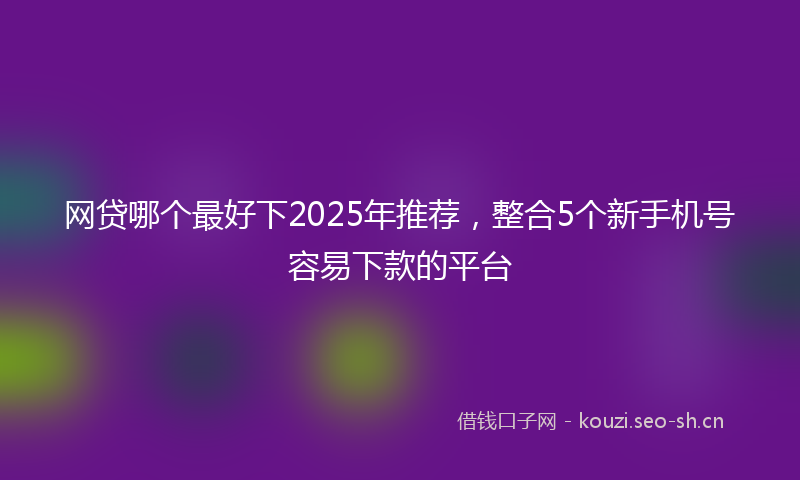 网贷哪个最好下2025年推荐，整合5个新手机号容易下款的平台