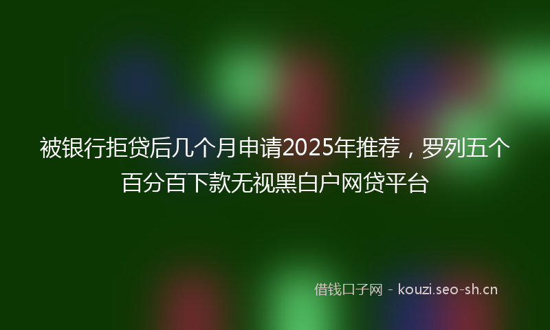 被银行拒贷后几个月申请2025年推荐，罗列五个百分百下款无视黑白户网贷平台