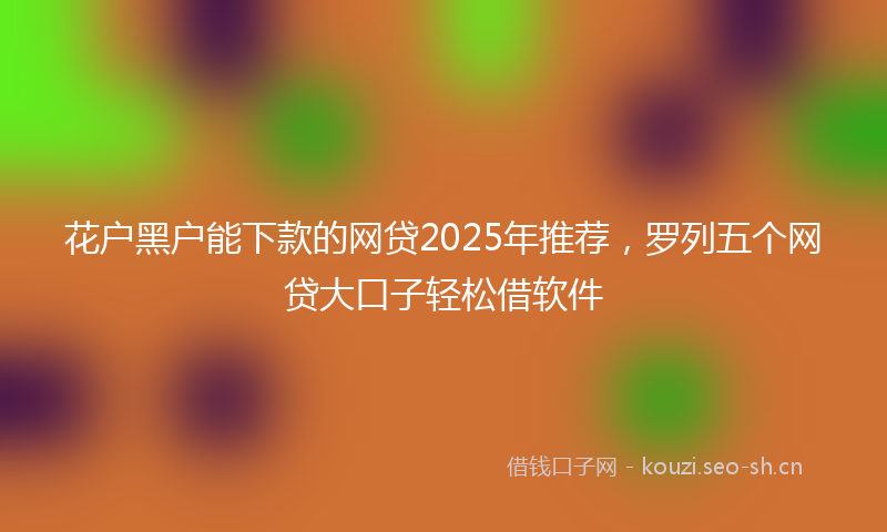 花户黑户能下款的网贷2025年推荐，罗列五个网贷大口子轻松借软件