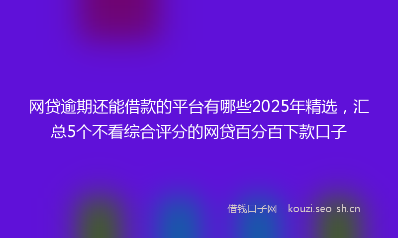 网贷逾期还能借款的平台有哪些2025年精选，汇总5个不看综合评分的网贷百分百下款口子