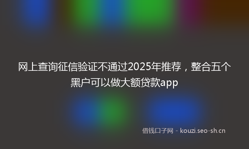 网上查询征信验证不通过2025年推荐，整合五个黑户可以做大额贷款app
