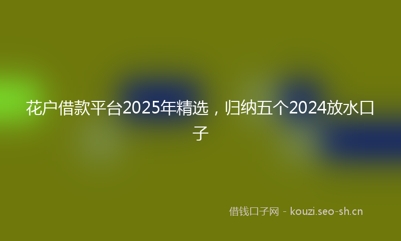 花户借款平台2025年精选，归纳五个2024放水口子
