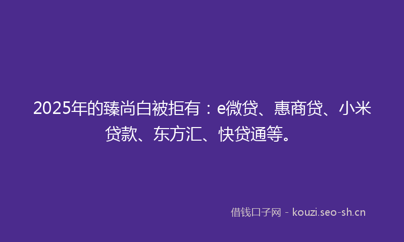 2025年的臻尚白被拒有：e微贷、惠商贷、小米贷款、东方汇、快贷通等。