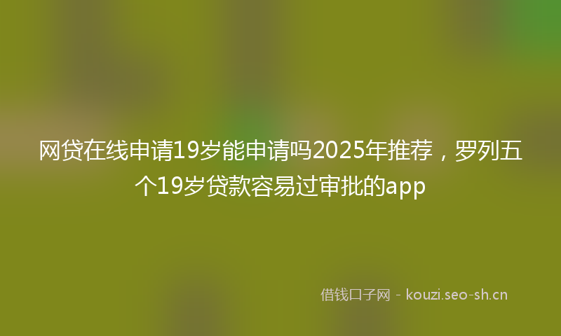 网贷在线申请19岁能申请吗2025年推荐，罗列五个19岁贷款容易过审批的app