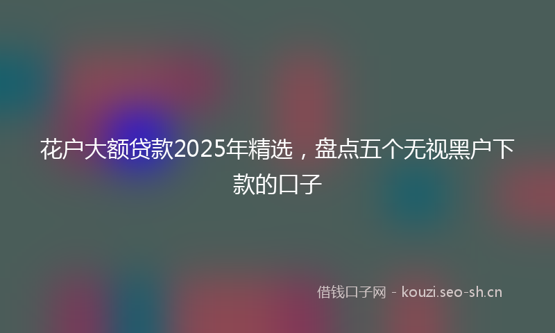 花户大额贷款2025年精选，盘点五个无视黑户下款的口子