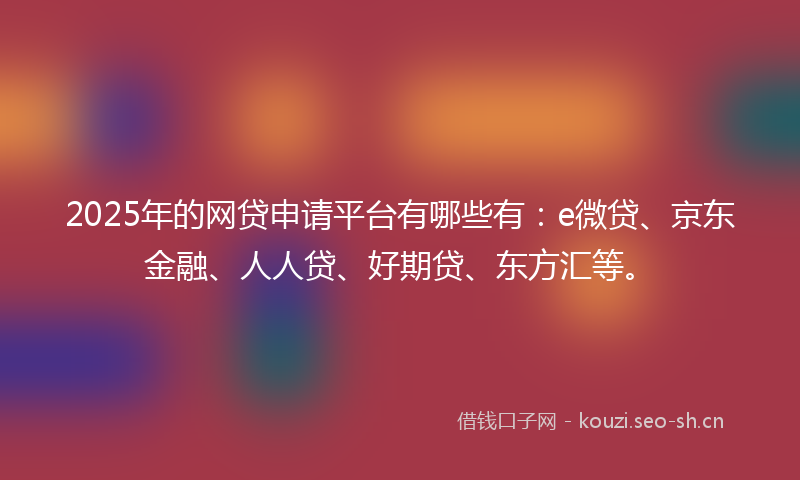 2025年的网贷申请平台有哪些有：e微贷、京东金融、人人贷、好期贷、东方汇等。