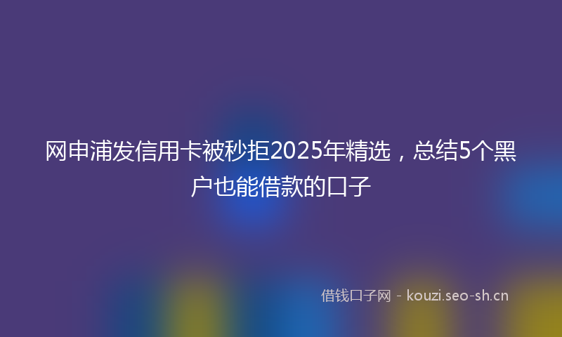 网申浦发信用卡被秒拒2025年精选,总结5个黑户也能借款的口子
