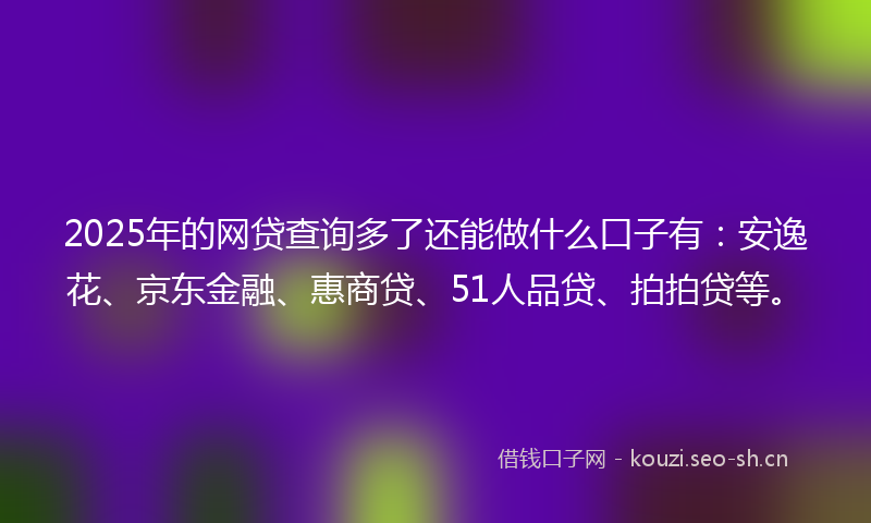 2025年的网贷查询多了还能做什么口子有：安逸花、京东金融、惠商贷、51人品贷、拍拍贷等。