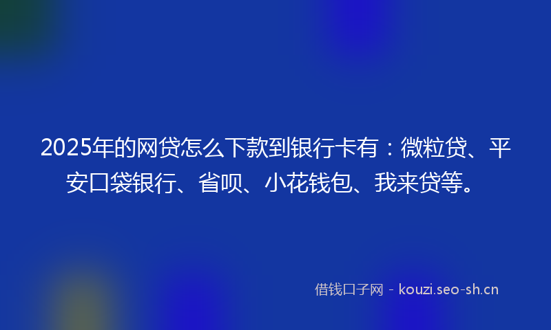 2025年的网贷怎么下款到银行卡有：微粒贷、平安口袋银行、省呗、小花钱包、我来贷等。