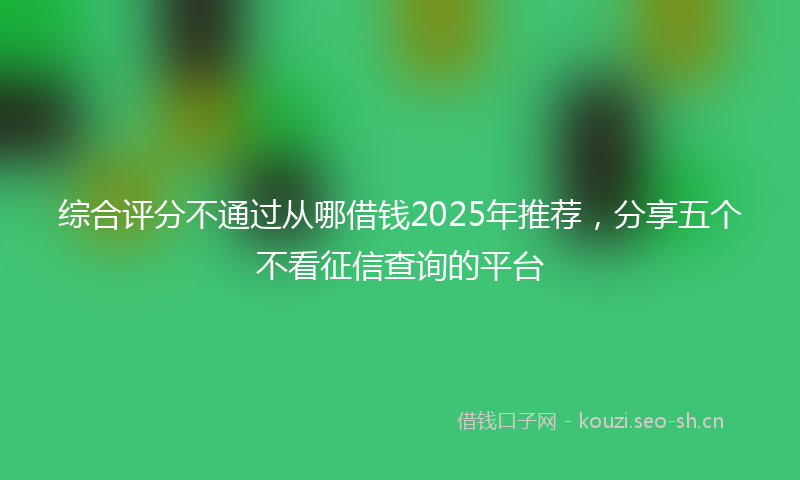 综合评分不通过从哪借钱2025年推荐，分享五个不看征信查询的平台