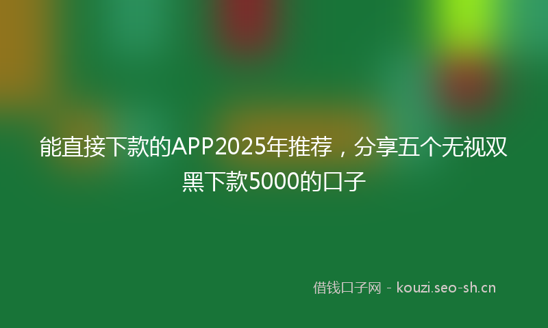 能直接下款的APP2025年推荐，分享五个无视双黑下款5000的口子