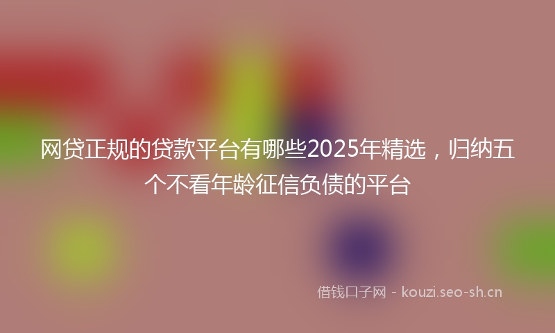 网贷正规的贷款平台有哪些2025年精选，归纳五个不看年龄征信负债的平台