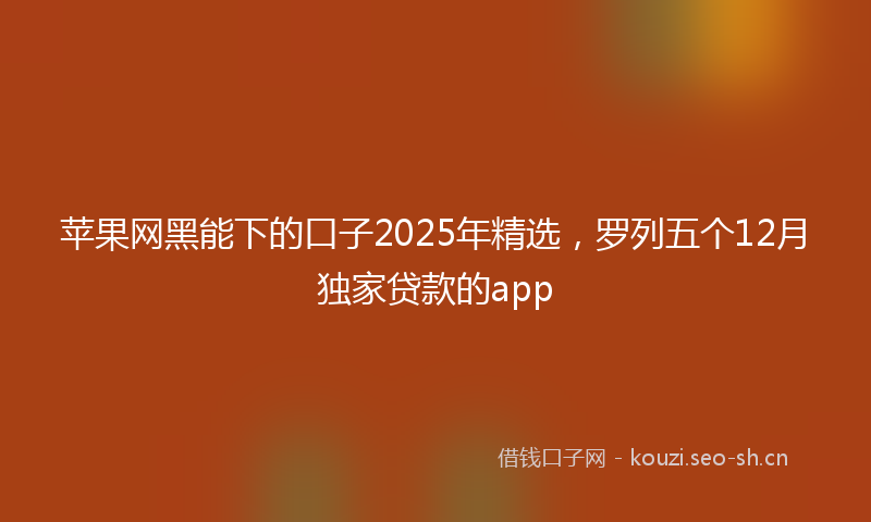 苹果网黑能下的口子2025年精选，罗列五个12月独家贷款的app