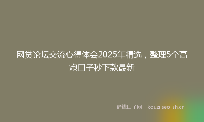 网贷论坛交流心得体会2025年精选，整理5个高炮口子秒下款最新