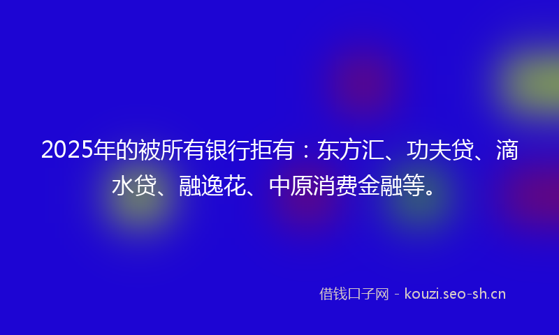 2025年的被所有银行拒有：东方汇、功夫贷、滴水贷、融逸花、中原消费金融等。