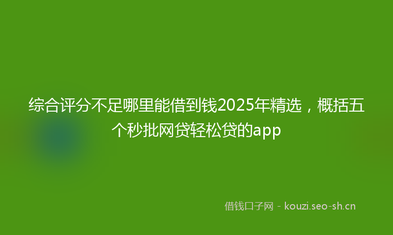 综合评分不足哪里能借到钱2025年精选,概括五个秒批网贷轻松贷的app