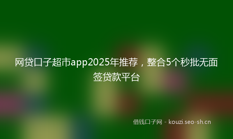 网贷口子超市app2025年推荐，整合5个秒批无面签贷款平台