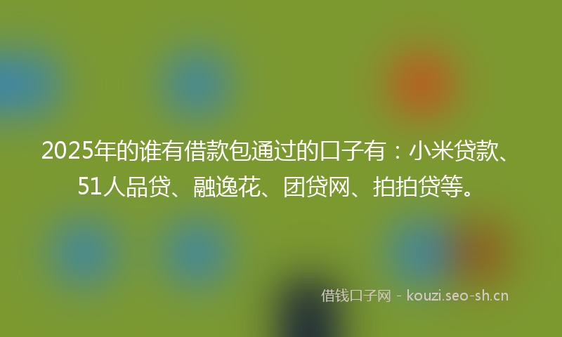 2025年的谁有借款包通过的口子有：小米贷款、51人品贷、融逸花、团贷网、拍拍贷等。