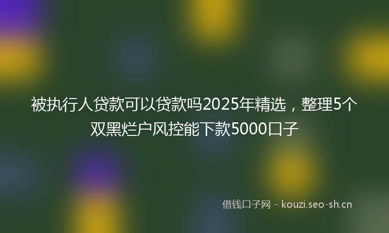 被执行人贷款可以贷款吗2025年精选，整理5个双黑烂户风控能下款5000口子