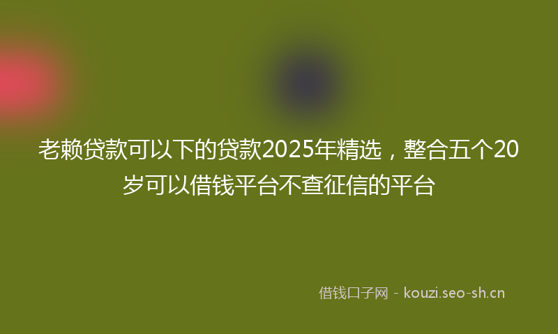老赖贷款可以下的贷款2025年精选，整合五个20岁可以借钱平台不查征信的平台