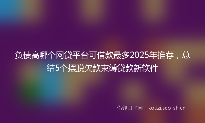 负债高哪个网贷平台可借款最多2025年推荐,总结5个摆脱欠款束缚贷款新软件