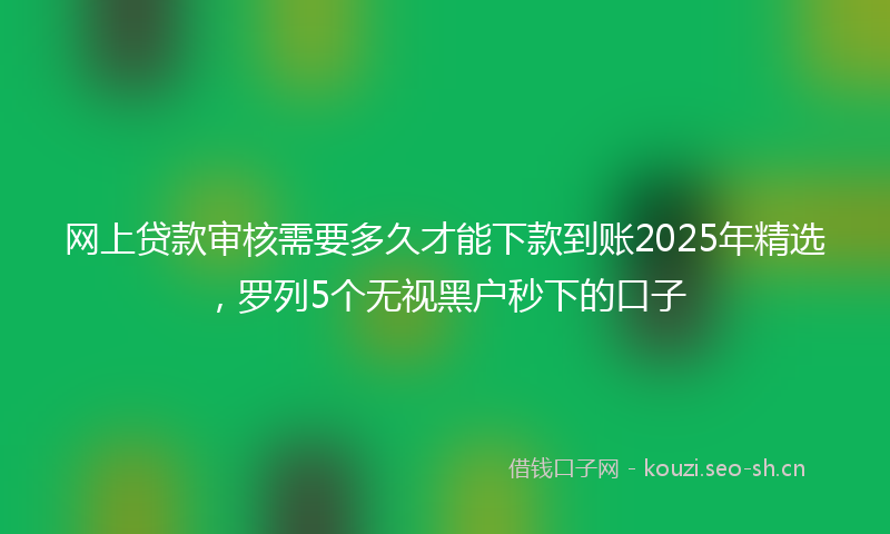 网上贷款审核需要多久才能下款到账2025年精选，罗列5个无视黑户秒下的口子