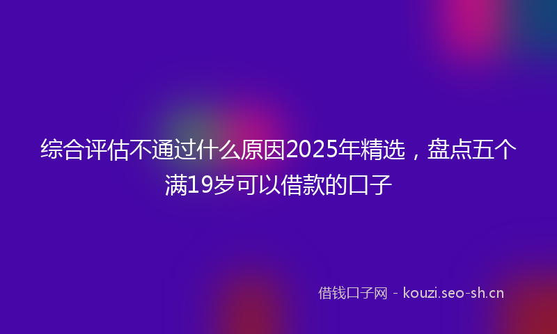 综合评估不通过什么原因2025年精选，盘点五个满19岁可以借款的口子