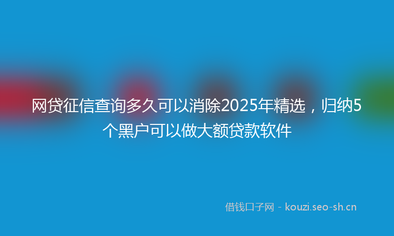网贷征信查询多久可以消除2025年精选，归纳5个黑户可以做大额贷款软件