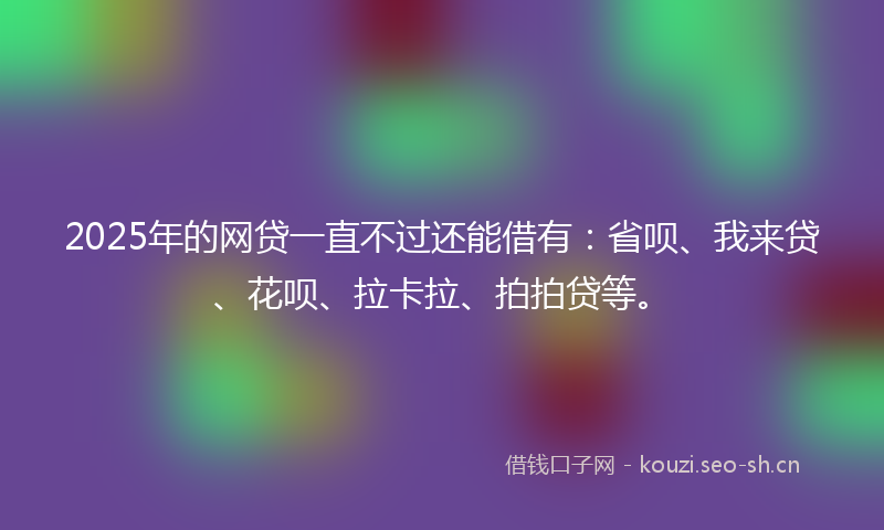 2025年的网贷一直不过还能借有：省呗、我来贷、花呗、拉卡拉、拍拍贷等。