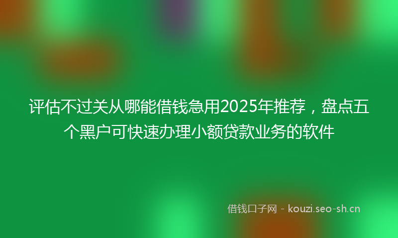 评估不过关从哪能借钱急用2025年推荐，盘点五个黑户可快速办理小额贷款业务的软件