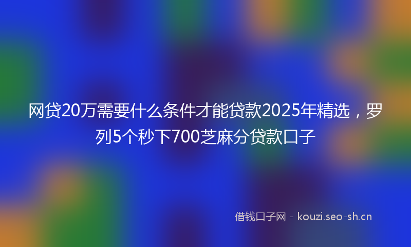 网贷20万需要什么条件才能贷款2025年精选，罗列5个秒下700芝麻分贷款口子