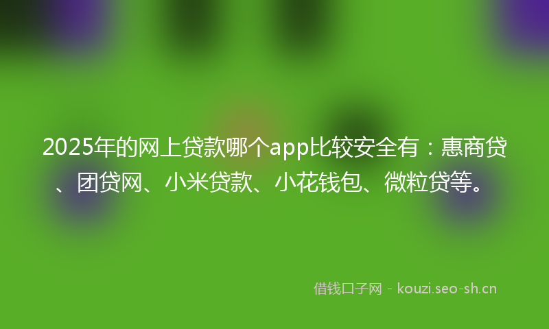 2025年的网上贷款哪个app比较安全有：惠商贷、团贷网、小米贷款、小花钱包、微粒贷等。