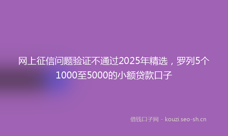 网上征信问题验证不通过2025年精选，罗列5个1000至5000的小额贷款口子