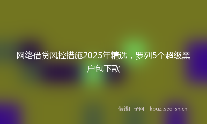 网络借贷风控措施2025年精选，罗列5个超级黑户包下款