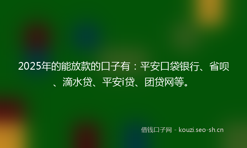 2025年的能放款的口子有：平安口袋银行、省呗、滴水贷、平安i贷、团贷网等。