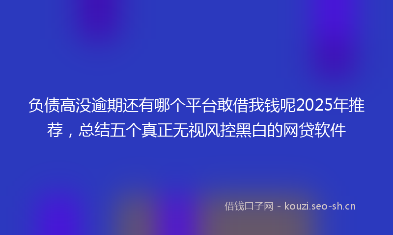 负债高没逾期还有哪个平台敢借我钱呢2025年推荐，总结五个真正无视风控黑白的网贷软件
