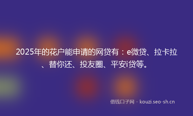 2025年的花户能申请的网贷有：e微贷、拉卡拉、替你还、投友圈、平安i贷等。