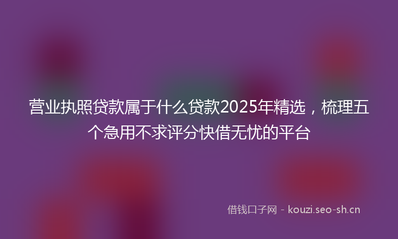 营业执照贷款属于什么贷款2025年精选，梳理五个急用不求评分快借无忧的平台